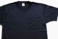 画像1: デッドストック★90s FRUIT OF THE LOOM 無地 ポケットTシャツ 黒 M (1)