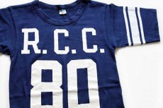 画像1: 70s USA製 Championチャンピオン R.C.C. 80 コットン フットボールTシャツ 紺 S (1)