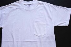 画像1: デッドストック★90s USA製 JERZEES 無地 コットン ポケットTシャツ 白 S (1)