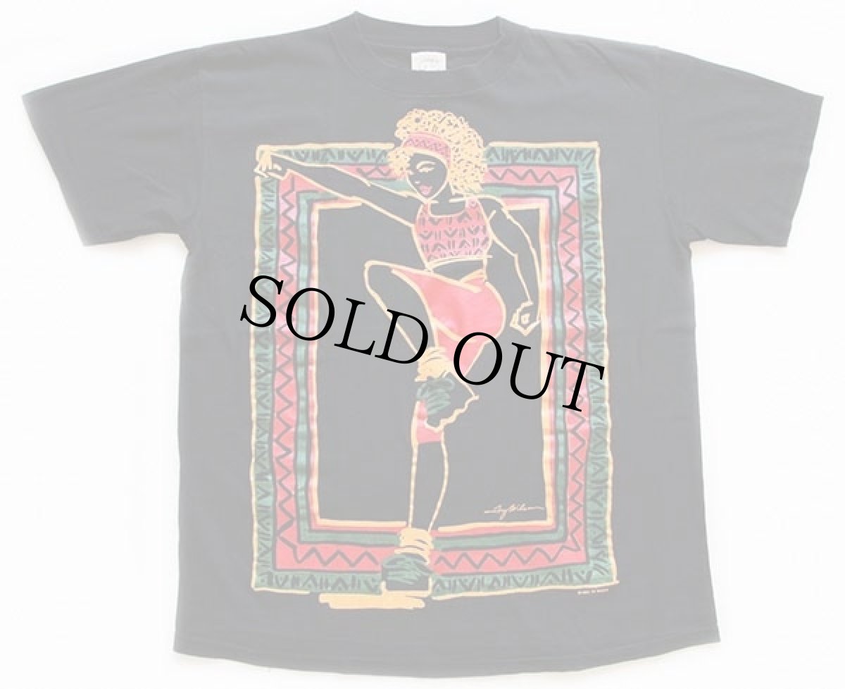 画像2: 90s USA製 TY WILSON ダンス コットンTシャツ 黒 (2)