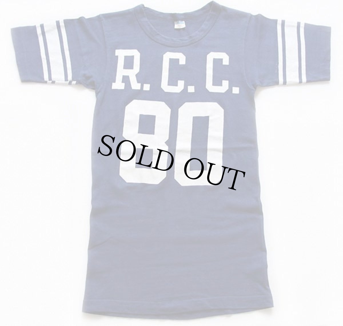画像1: 70s USA製 Championチャンピオン R.C.C. 80 コットン フットボールTシャツ 紺 S (1)