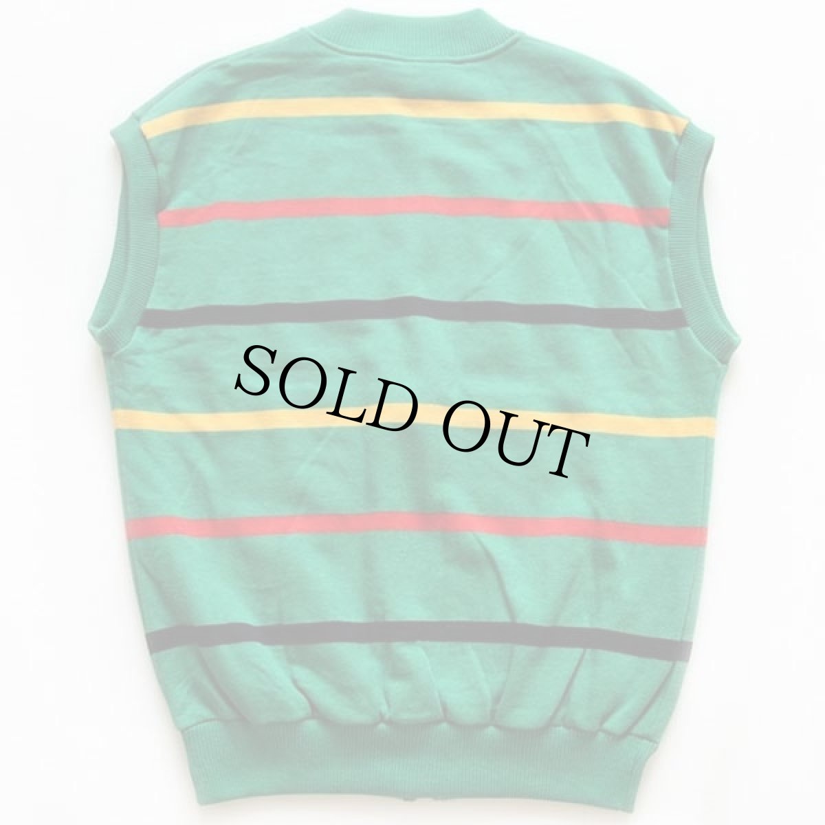 画像2: 80s USA製 sport i ボーダー スウェット ジップベスト 緑 M (2)