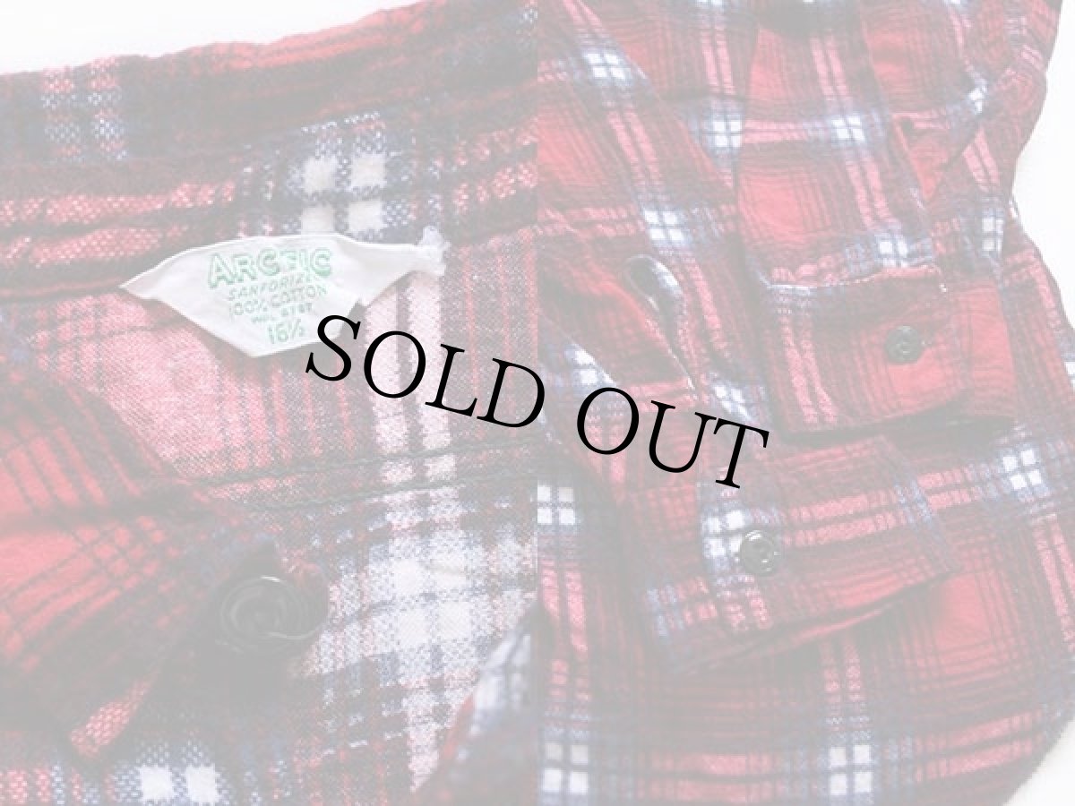 画像3: 60s ARCTIC チェック コットン プリントネルシャツ 16.5 (3)