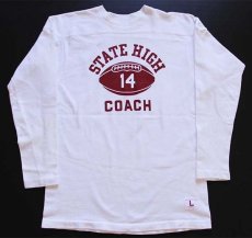 画像1: 60s USA製 CHAMPIONチャンピオン タタキタグ STATE HIGH COACH コットン フットボールTシャツ 白 L (1)