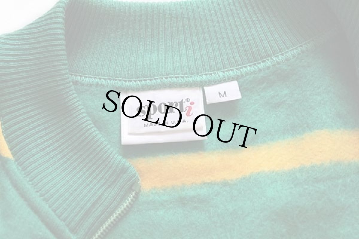 画像3: 80s USA製 sport i ボーダー スウェット ジップベスト 緑 M (3)