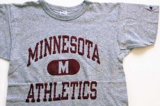 画像1: 80s USA製 Championチャンピオン MINNESOTA ATHLETICS 三段中抜き 88/12 Tシャツ 杢グレー M (1)