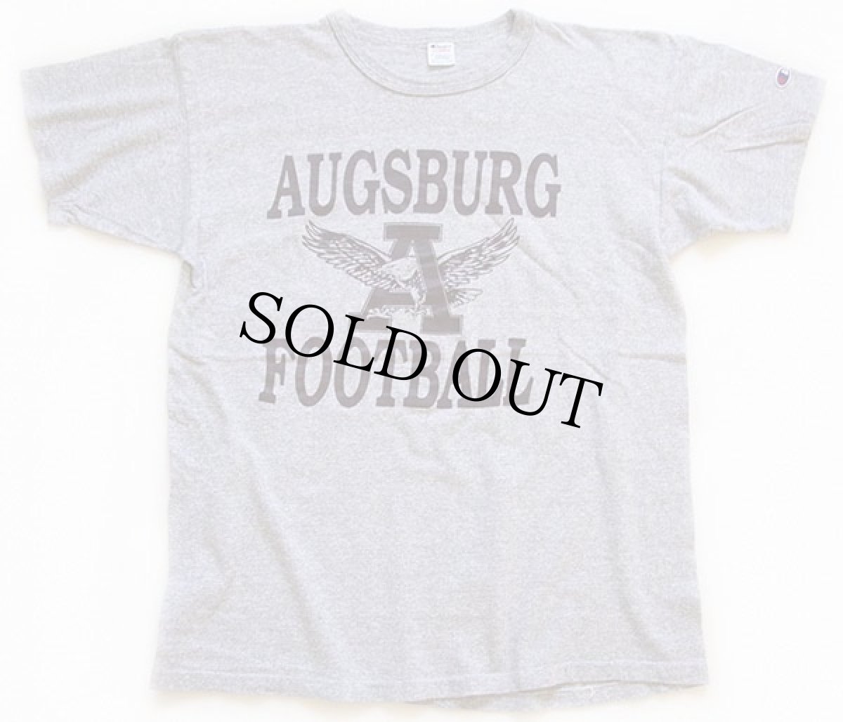 画像2: 80s USA製 Championチャンピオン AUGSBURG FOOTBALL 両面プリント 88/12 Tシャツ 杢グレー XL (2)