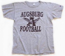 画像2: 80s USA製 Championチャンピオン AUGSBURG FOOTBALL 両面プリント 88/12 Tシャツ 杢グレー XL (2)