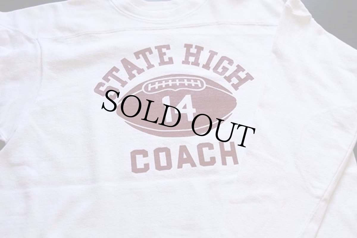 画像3: 60s USA製 CHAMPIONチャンピオン タタキタグ STATE HIGH COACH コットン フットボールTシャツ 白 L (3)