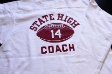 画像3: 60s USA製 CHAMPIONチャンピオン タタキタグ STATE HIGH COACH コットン フットボールTシャツ 白 L (3)