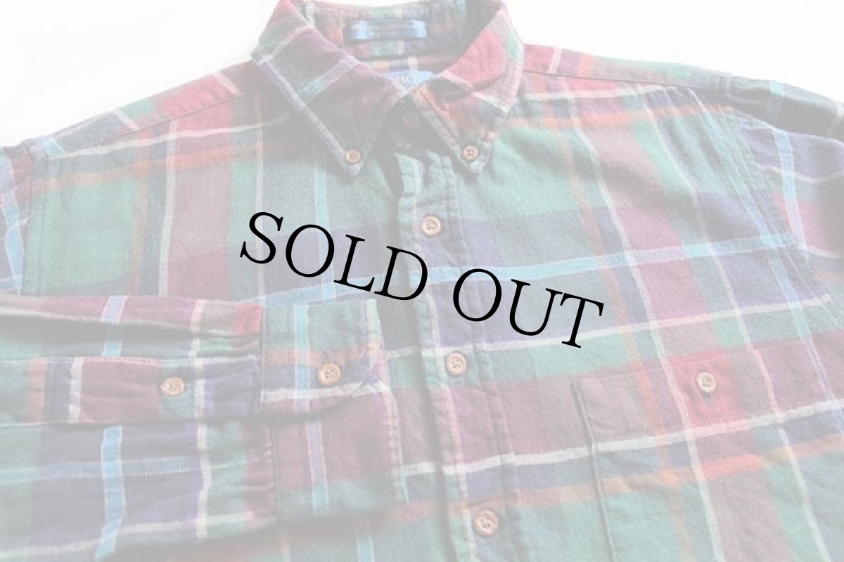 画像2: 90s USA製 LOBO by PENDLETONペンドルトン チェック ボタンダウン コットン×ウールシャツ L (2)