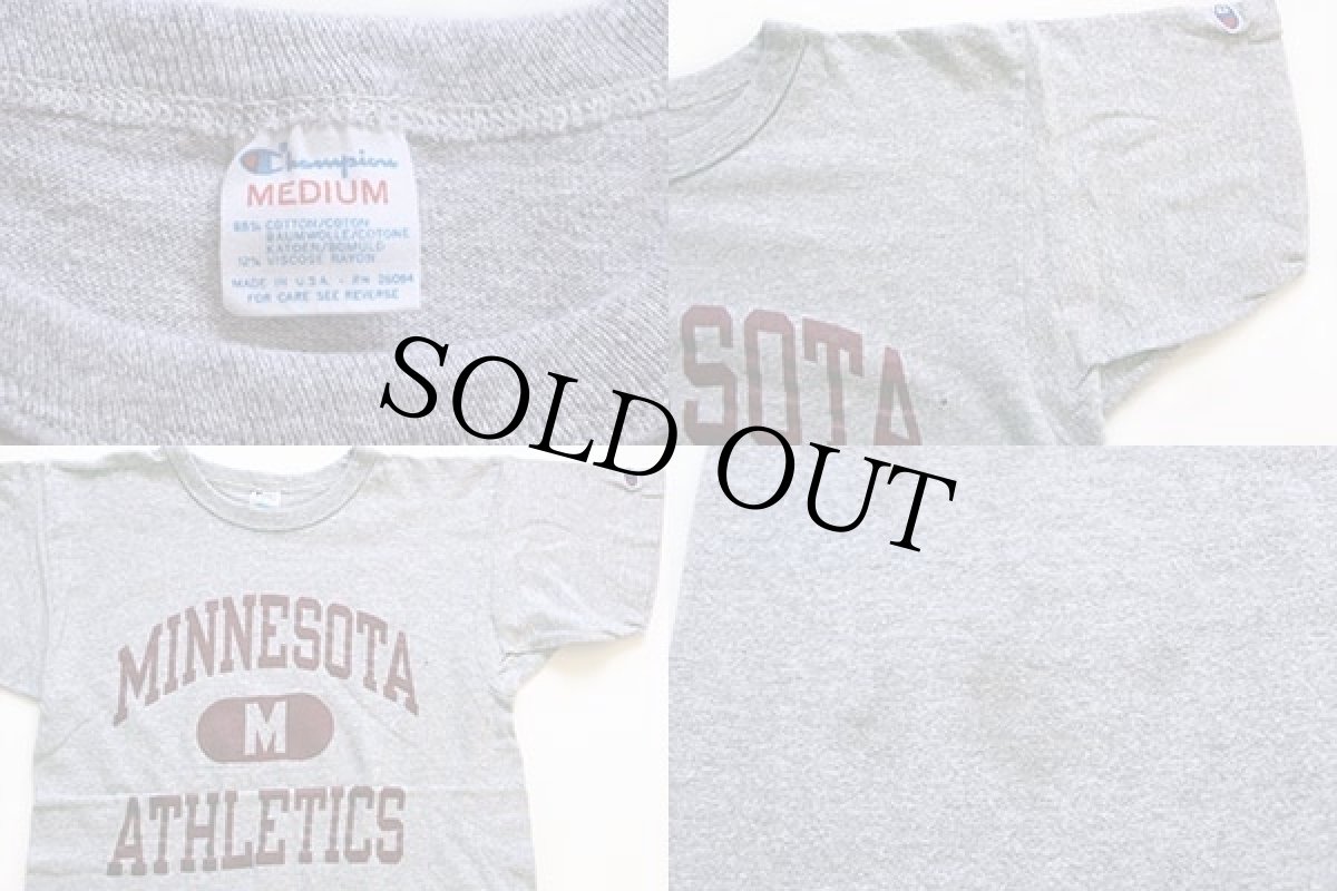 画像4: 80s USA製 Championチャンピオン MINNESOTA ATHLETICS 三段中抜き 88/12 Tシャツ 杢グレー M (4)
