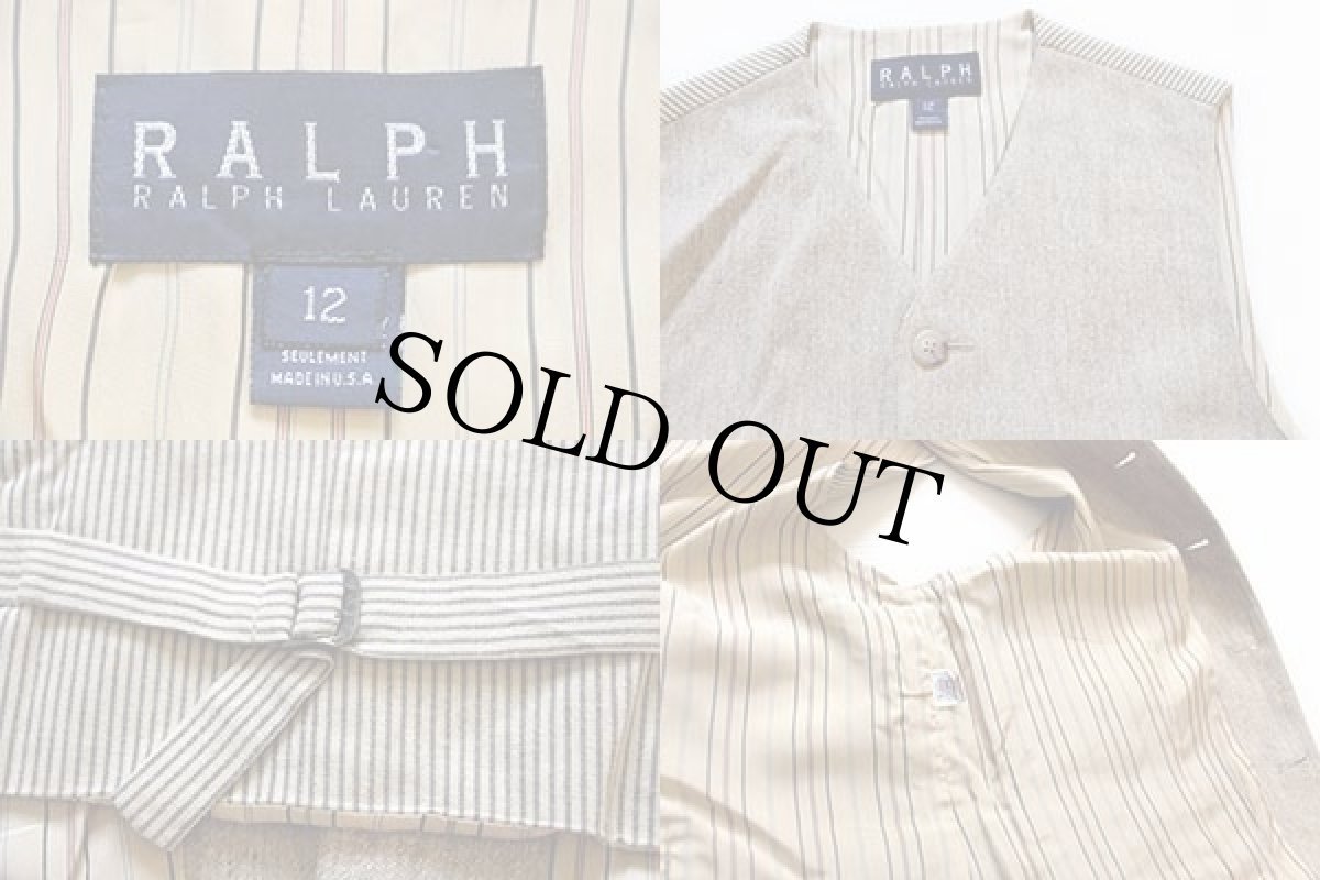 画像3: 80s USA製 ラルフローレン シンチバック ウール×シルク混 ベスト ベージュ12★ジレ (3)