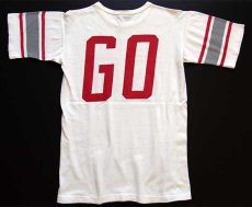 画像3: 50s USA製 CHAMPIONチャンピオン ランタグ OHIO STATE GO 両面 染み込みプリント コットン フットボールTシャツ 白 L (3)