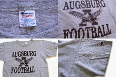 画像4: 80s USA製 Championチャンピオン AUGSBURG FOOTBALL 両面プリント 88/12 Tシャツ 杢グレー XL (4)