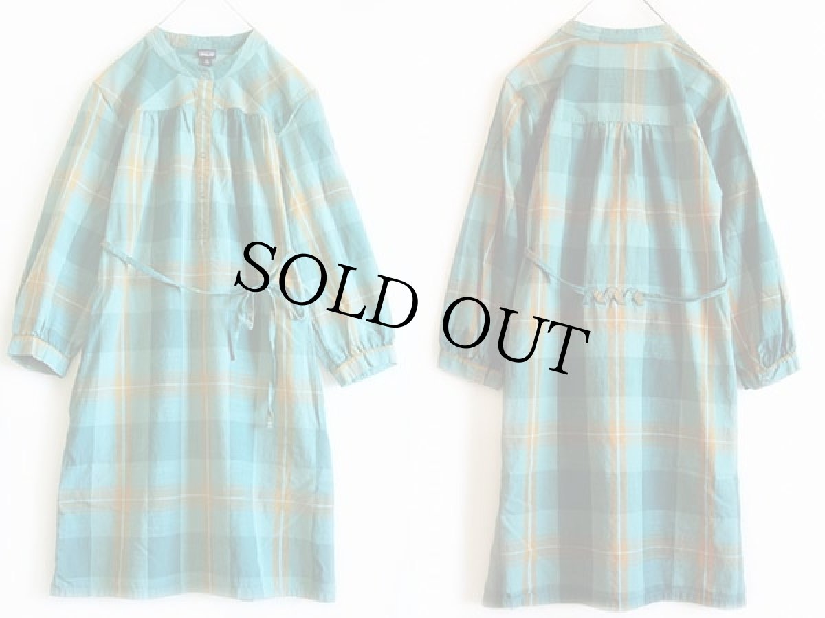 画像2: patagoniaパタゴニア チェック バンドカラー 七分袖 オーガニックコットン シャツワンピース 6 (2)