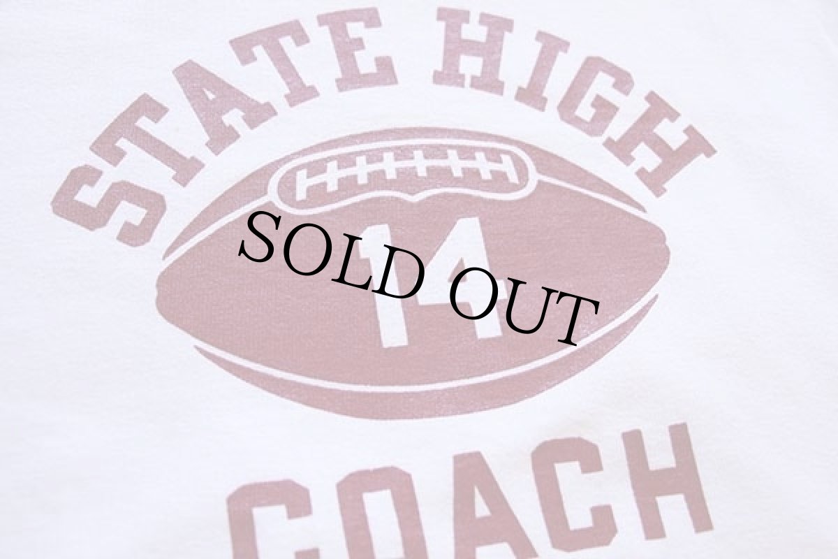 画像4: 60s USA製 CHAMPIONチャンピオン タタキタグ STATE HIGH COACH コットン フットボールTシャツ 白 L (4)