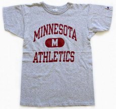 画像2: 80s USA製 Championチャンピオン MINNESOTA ATHLETICS 三段中抜き 88/12 Tシャツ 杢グレー M (2)