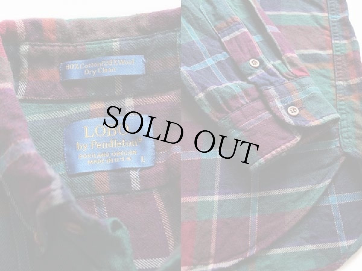 画像3: 90s USA製 LOBO by PENDLETONペンドルトン チェック ボタンダウン コットン×ウールシャツ L (3)