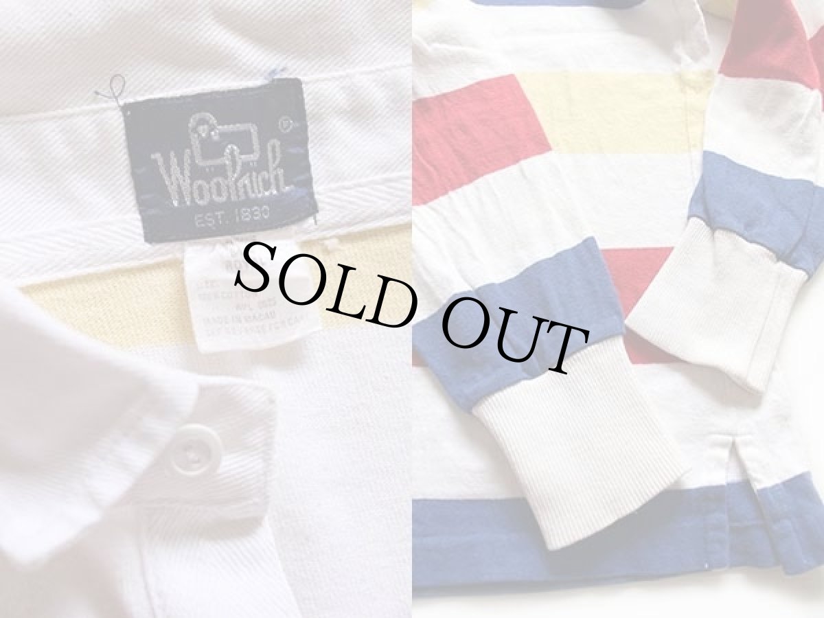 画像3: 80s Woolrichウールリッチ マルチカラー 太ボーダー コットン ラガーシャツ L (3)