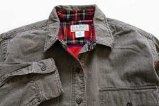 画像2: 80s USA製 L.L.Bean ネルライナー コットンシャツ グリーングレー W-M (2)