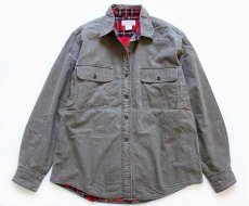 画像1: 80s USA製 L.L.Bean ネルライナー コットンシャツ グリーングレー W-M (1)