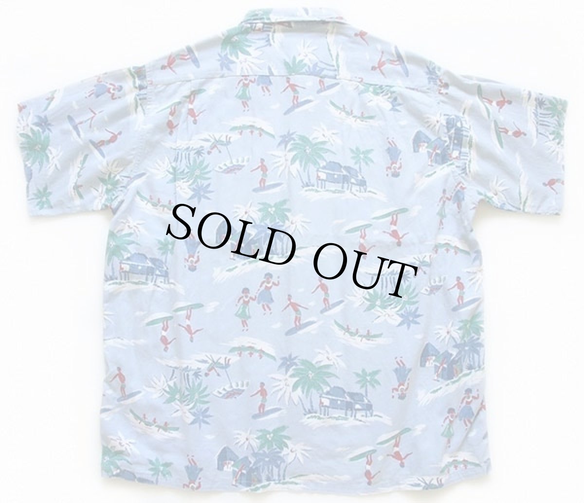 画像2: 50s Leisure Wear サーフ柄 コットン アロハシャツ L (2)