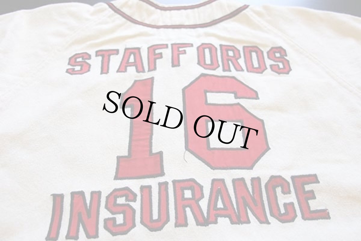 画像4: 60s Van Ginkel's OSKY パッチ付き ウール ベースボールシャツ 生成り 42 (4)