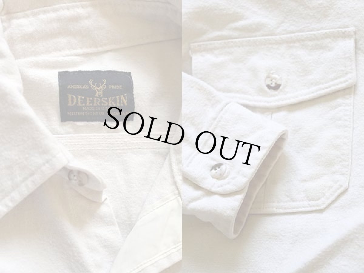 画像3: 80s USA製 DEERSKIN 無地 コットン シャモアクロスシャツ ナチュラル (3)