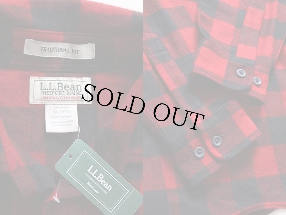 画像3: 未使用★L.L.Bean バッファローチェック コットン シャモアクロスシャツ 赤×黒 M (3)
