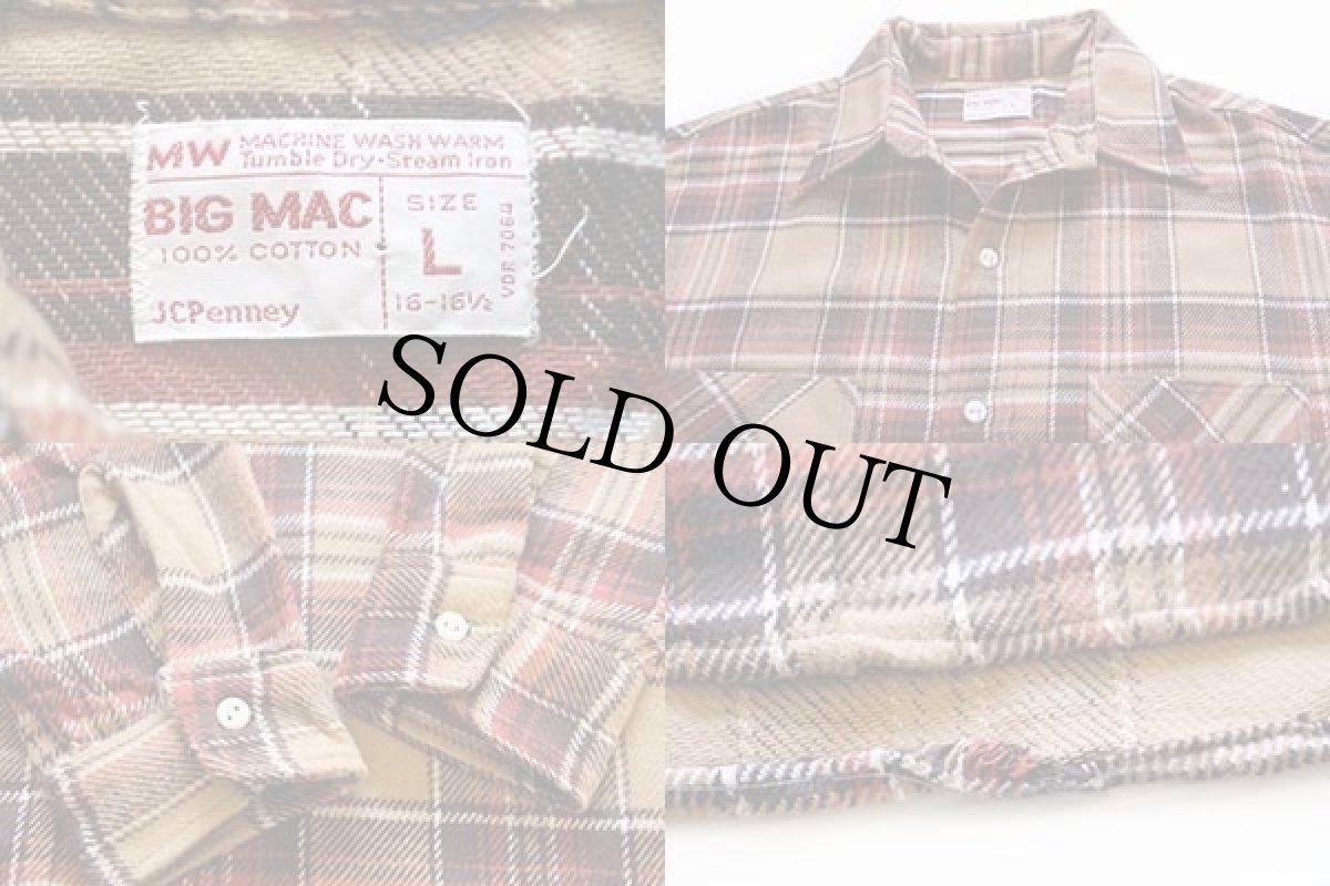 画像3: 70s JCPenney BIGMACビッグマック チェック コットン フランネルシャツ L (3)