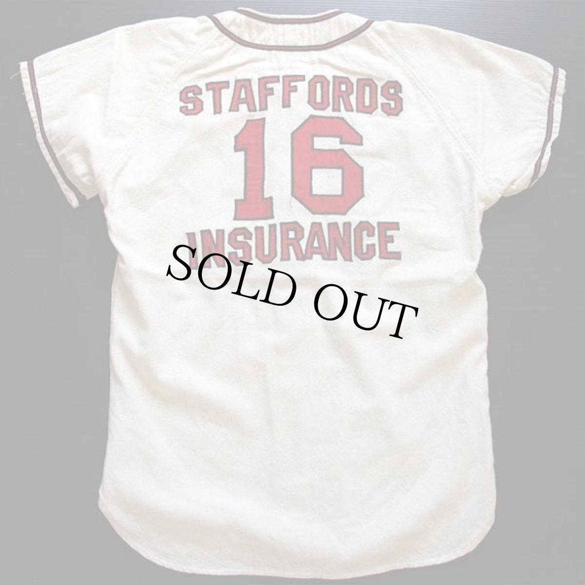 画像2: 60s Van Ginkel's OSKY パッチ付き ウール ベースボールシャツ 生成り 42 (2)