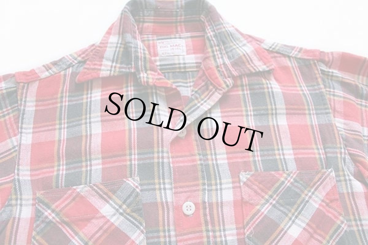 画像2: 70s JCPenney BIGMACビッグマック チェック コットン ライト フランネルシャツ S (2)