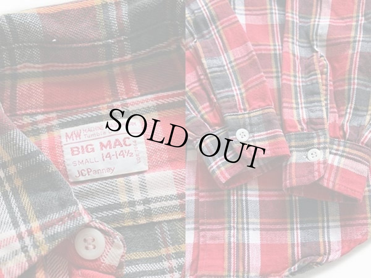 画像3: 70s JCPenney BIGMACビッグマック チェック コットン ライト フランネルシャツ S (3)