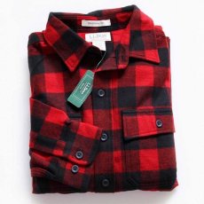 画像1: 未使用★L.L.Bean バッファローチェック コットン シャモアクロスシャツ 赤×黒 M (1)