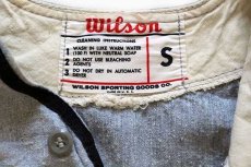 画像4: 50s USA製 Wilsonウィルソン チェーン刺繍 コットン ベースボールシャツ 杢ブルーグレー ボーイズS (4)