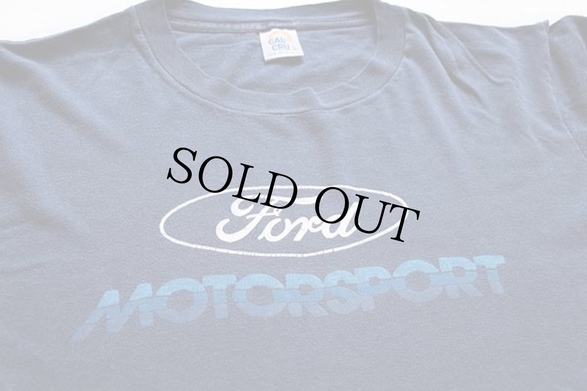 画像3: 90s USA製 Fordフォード MOTORSPORT コットン 長袖Tシャツ 紺 フェード L (3)
