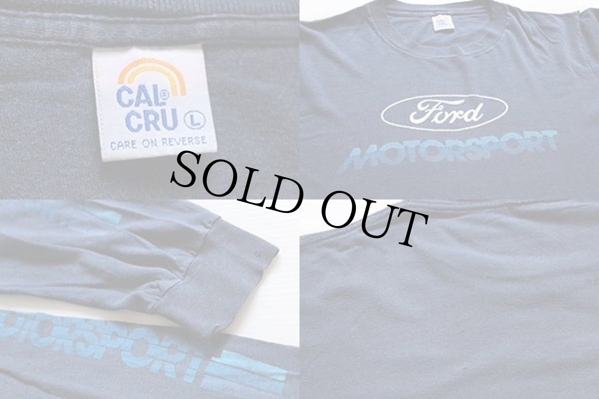 画像4: 90s USA製 Fordフォード MOTORSPORT コットン 長袖Tシャツ 紺 フェード L (4)