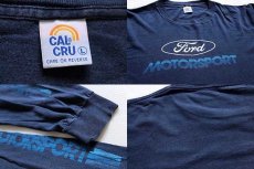 画像4: 90s USA製 Fordフォード MOTORSPORT コットン 長袖Tシャツ 紺 フェード L (4)