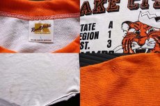 画像3: 70s USA製 RUSSELLラッセル LAKE CITY TIGERS ラグラン 七分袖Tシャツ 白×オレンジ L (3)