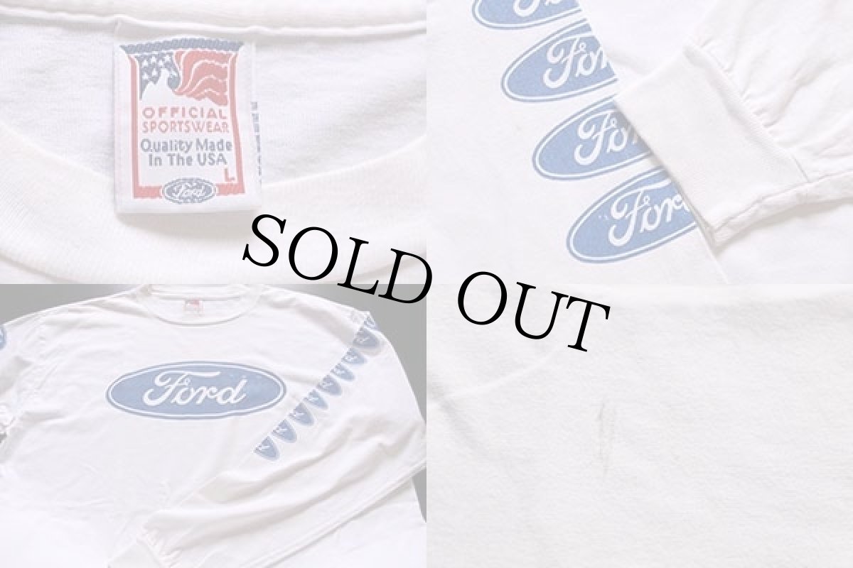 画像4: 90s USA製 Fordフォード ロゴ コットン 長袖Tシャツ 白 L (4)