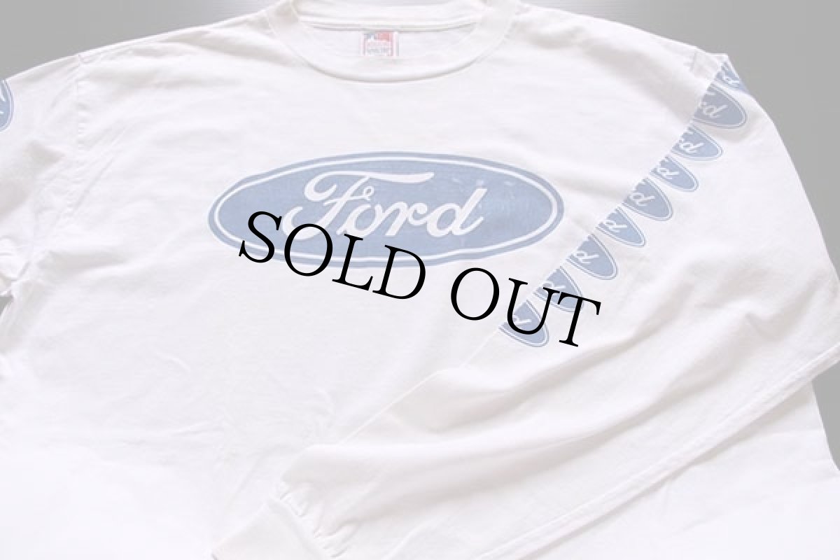 画像3: 90s USA製 Fordフォード ロゴ コットン 長袖Tシャツ 白 L (3)