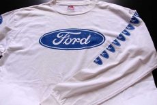 画像3: 90s USA製 Fordフォード ロゴ コットン 長袖Tシャツ 白 L (3)