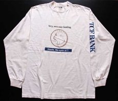 画像1: 90s USA製 TCF BANK 両面プリント コットン 長袖Tシャツ 生成り XL (1)