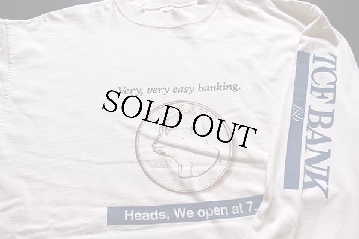 画像3: 90s USA製 TCF BANK 両面プリント コットン 長袖Tシャツ 生成り XL (3)