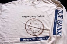 画像3: 90s USA製 TCF BANK 両面プリント コットン 長袖Tシャツ 生成り XL (3)