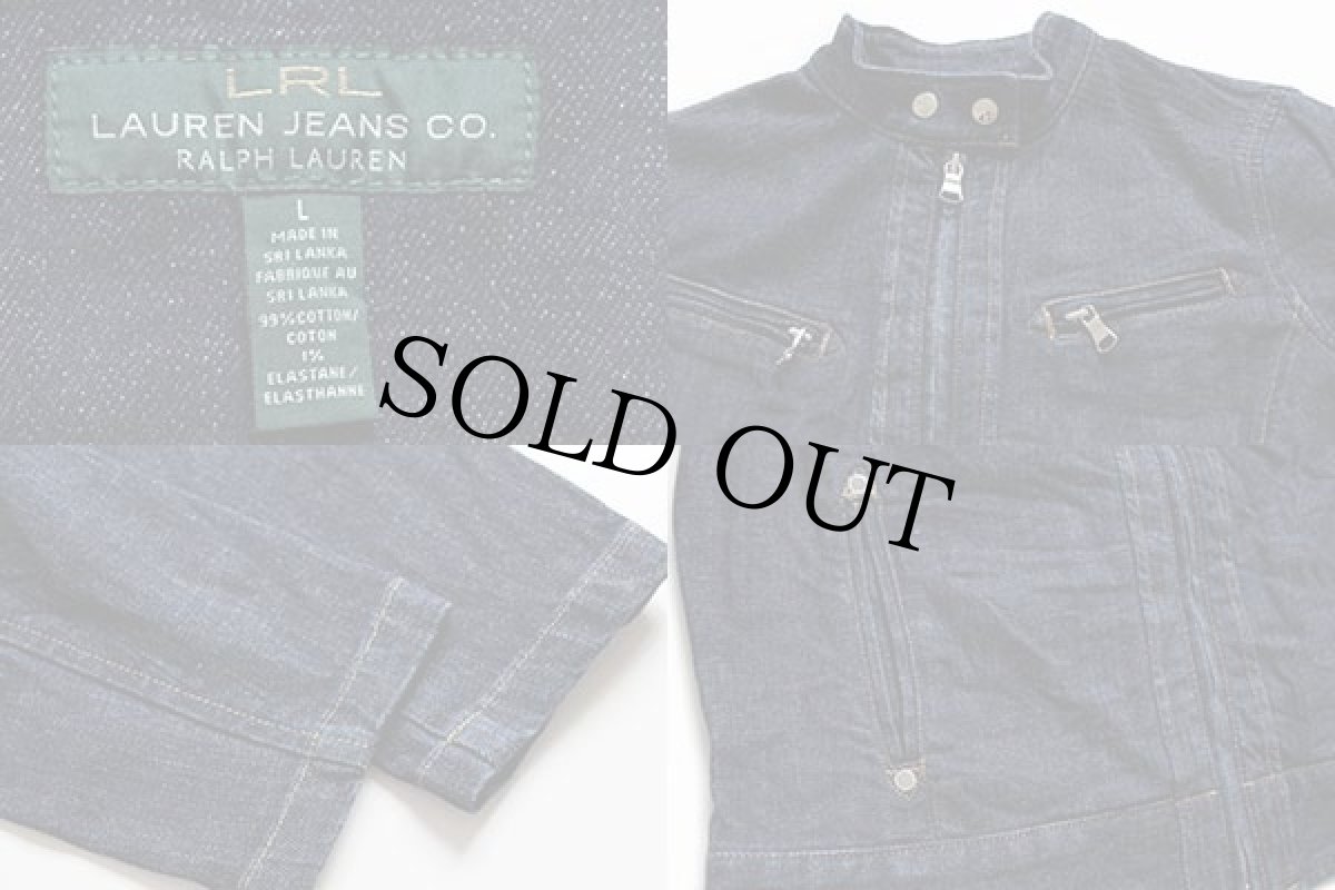 画像3: LAUREN JEANS ラルフローレン シングルライダース デニムジャケット L (3)