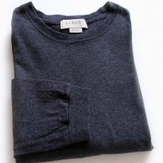 画像1: 90s USA製 J.CREW 無地 コットン 長袖Tシャツ チャコールグレー XL (1)