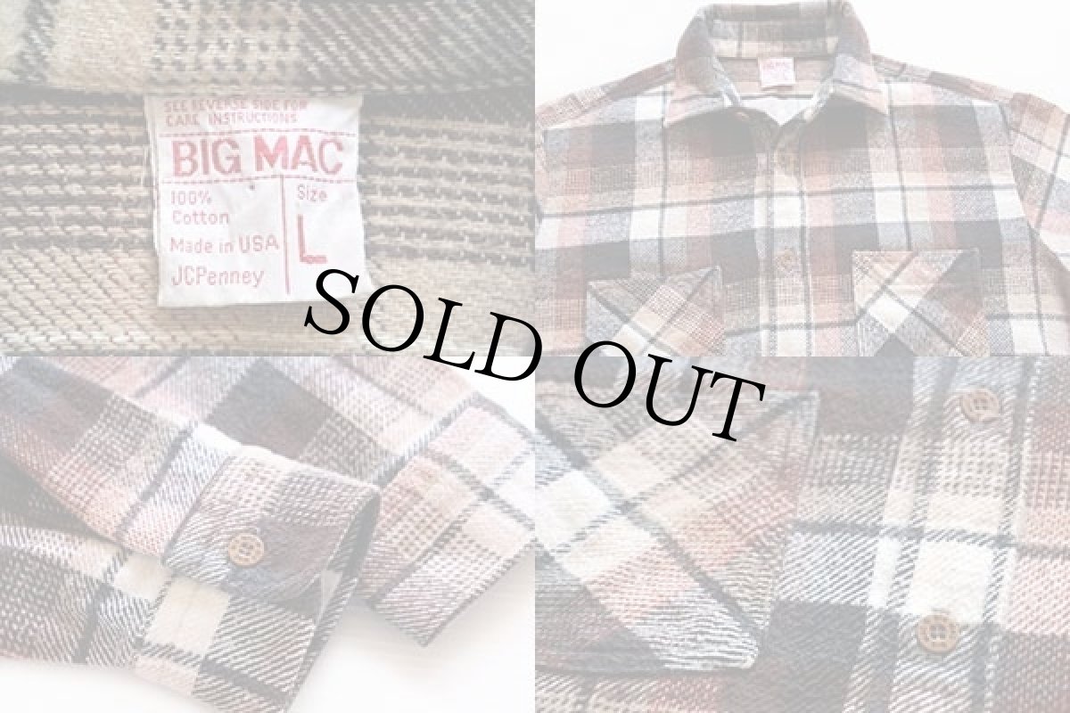 画像3: 70s USA製 JCPenney BIGMACビッグマック チェック コットン フランネルシャツ L (3)