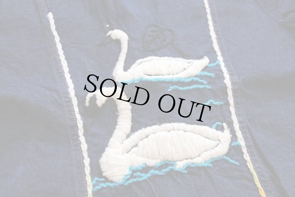 画像6: 70s USA製 Wranglerラングラー 刺繍入り インディゴ デニムシャツ L (6)